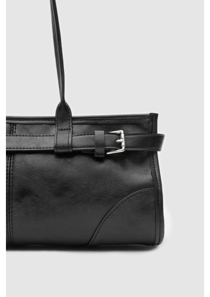 Enyola Siyah Vintage Baget Çanta