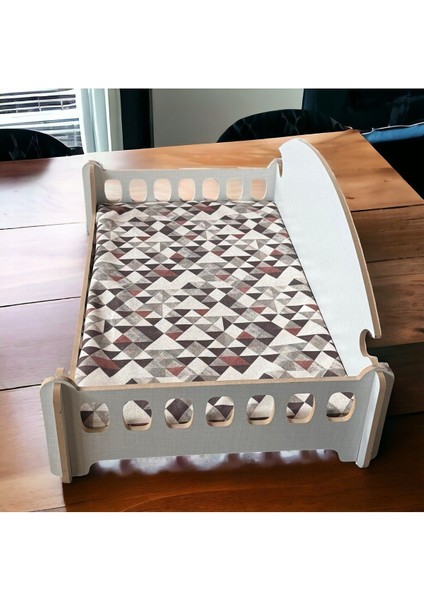 Taht Kedi Köpek Yatağı Ergonomik 40x70 cm Çam Renk ,Yıkanabilir Duck Kumaş Minderi ile Beraber