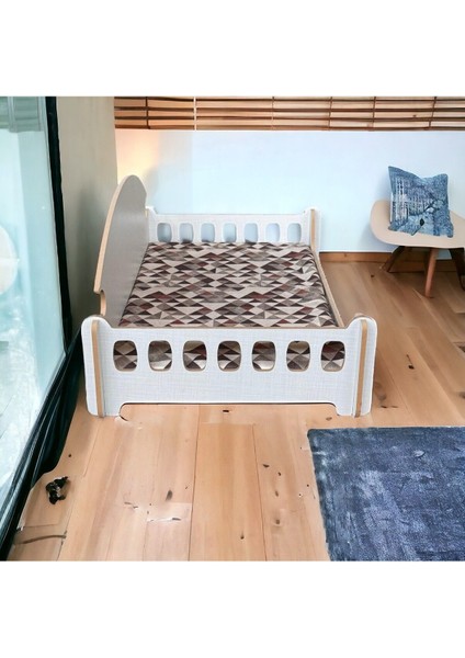 Taht Kedi Köpek Yatağı Ergonomik 40x70 cm Çam Renk ,Yıkanabilir Duck Kumaş Minderi ile Beraber