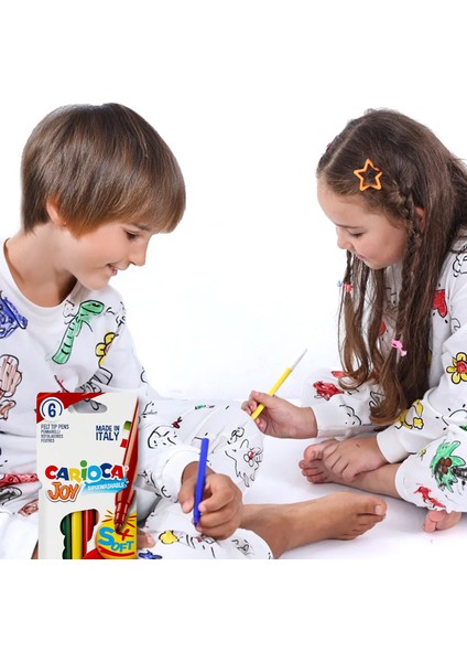 Boyanabilir Pijama Takımı + Özel Boya Kalemi Hediyeli ( Kız/erkek Çocuk Uzun Kollu Pijama)