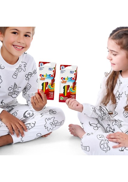 Boyanabilir Pijama Takımı + Özel Boya Kalemi Hediyeli ( Kız/erkek Çocuk Uzun Kollu Pijama)