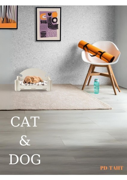 Kedi Köpek Yatağı Cella Baza 30x50 cm Yıkanabilir Duck Kumaş Minder Yatak Dahil