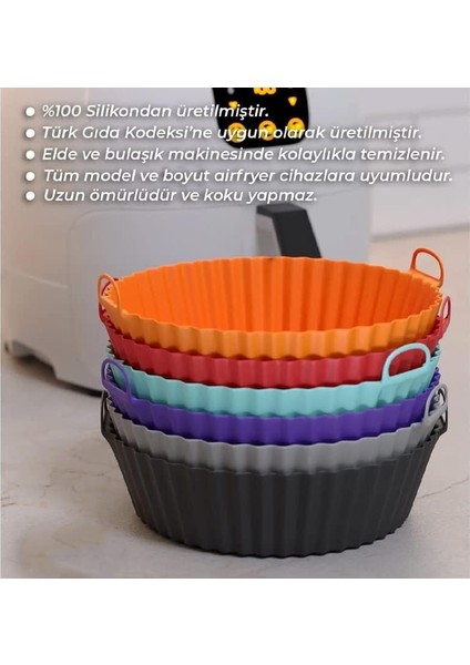 Yüksek Kallite Büyük Boy Xl Airfryer Silikon Pişirme Kabı Bpa Içermez Airfryer Silikon Pişirme Kağıdı, Yapışmaz Kolay Temizlenir, Air Fryer Kalıbı