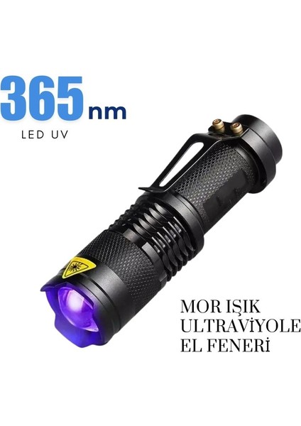 UV-102 Ultraviyole Mor Işık Fener, 365 Nm Uv El Feneri, Tırnak Oje Kurutucu, Değerli Taş Tespiti