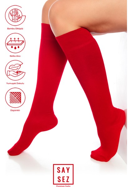 Bambu Kadın Dizaltı Düz Yumuşak Uzun Dikişsiz Çorap / Pantolon Çorabı / Teni Göstermeyen Çorap