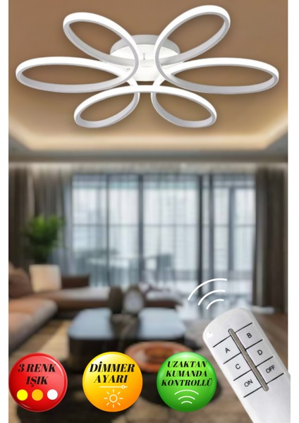 Linup Modern Plafonyer Tavana Sıfır Avize 3 Renk Kumandalı