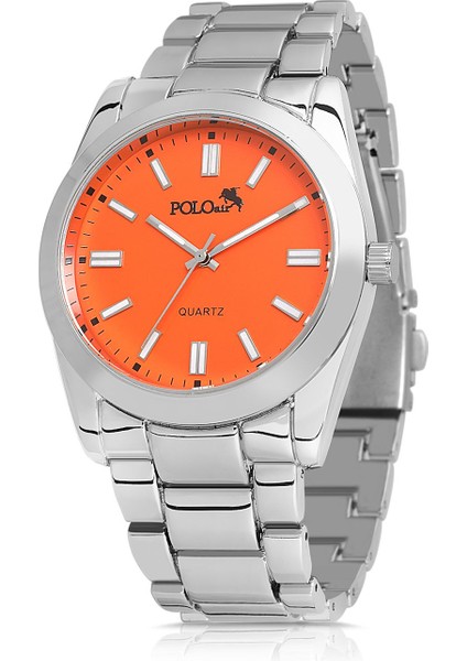 Spor Şık Metal Erkek Kol Saati Gümüş Turuncu Renk PL-0970E5X fiyatları