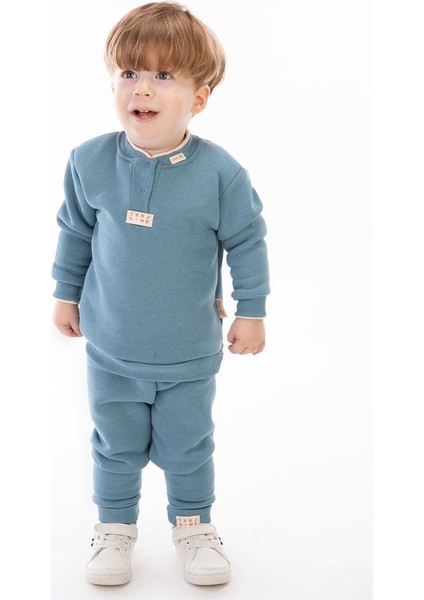 Beyaz Bebek Erkek 9-12-18-24 Ay Şardonlu Çizgili Takım
