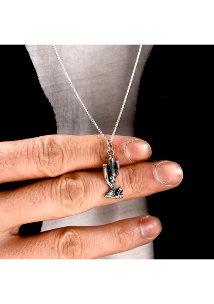 Gümüş Kaktüs Kolye 925 Ayar Gümüş Kaktüs Figürlü Unisex Mini Kolye