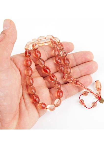 Zar Kehribar Beyzi Kesim 8X11.5MM Tesbih - Şeffaf modelleri