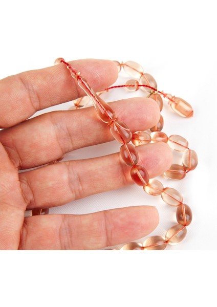 Zar Kehribar Beyzi Kesim 8X11.5MM Tesbih - Şeffaf fırsatları