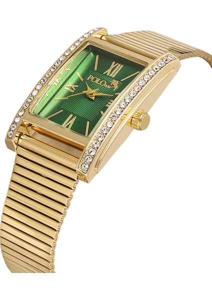 Vintage Kadın Kol Saati Zirkon Taşlı Su Yolu Bileklik Kombin Gold Yeşil PL-1499B3 fiyatları