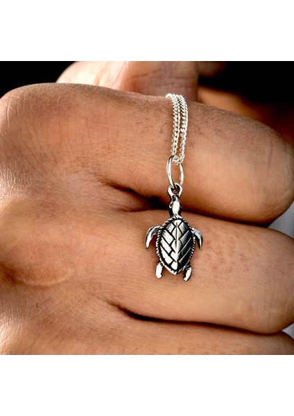 Gümüş Mini Kaplumbağa Kolye 925 Ayar Gümüş Küçük Boy Kaplumbağa Figürlü Unisex Kolye fırsatları
