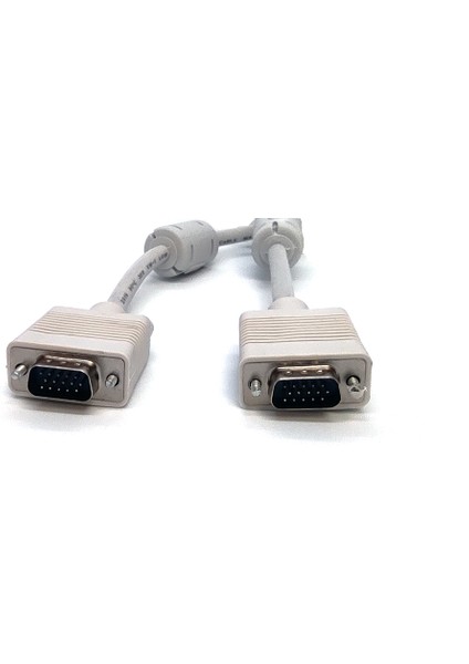 VGA Monitör Kablosu, DSUB 15 erkek &lt;-&gt; DSUB 15 erkek, 5 metre, 3Coax/7C, 2x ferrite filtreli, bej renk