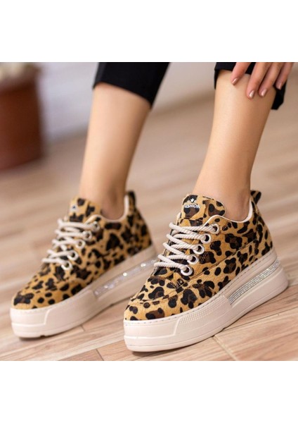 Lulu Leopar Süet Bağcıklı Spor Ayakkabı