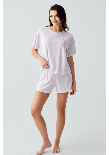 Kısa Kollu Esnek Viskoz Şort Pijama Takım