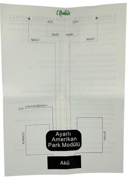 Ayarlı Amerikan Park Modülü Tüm Araçlara Uygun 12V