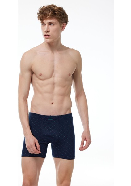 Erkek Lacivert Desenli 6 Lı Premium Collection Modal Uzun Boxer 6M250 fiyatları