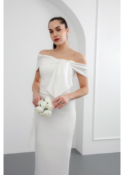 Kadın Beyaz Yaka Detaylı Söz Nişan Nikah Abiye Elbise fiyatları
