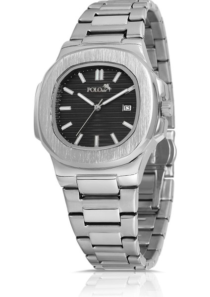 Çift Klips Takvimli Kare Kasa Erkek Kol Saati Gümüş Siyah Renk PL-0960E1X fiyatları