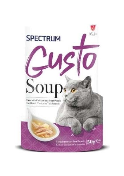 Gusto Soup Ton Balıklı Tavuklu ve Tatlı Patatesli Kedi Çorbası 50 gr