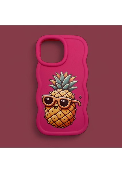 IPHONE 15 Pro Özel Ananas Baskılı Lüks Silikon Kılıf
