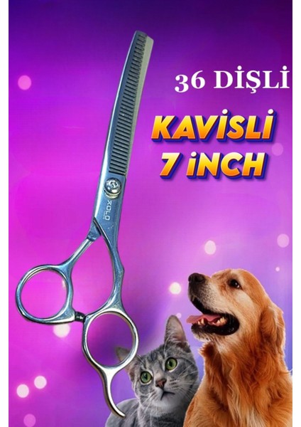 7 Inç Kavisli Titanium Grey Tüy Toplama Inceltme Kesim Makası Pet Profesyonel Tıraş Kuaför 36 Diş fırsatları