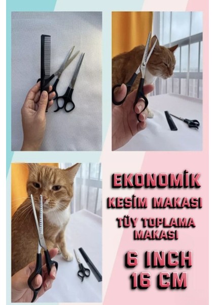 Evcil Hayvan Günlük Bakım Makas Seti Tüy Toplama Tüy Kesme Makası Seti Taraklı Pvc Kuyruklu modelleri