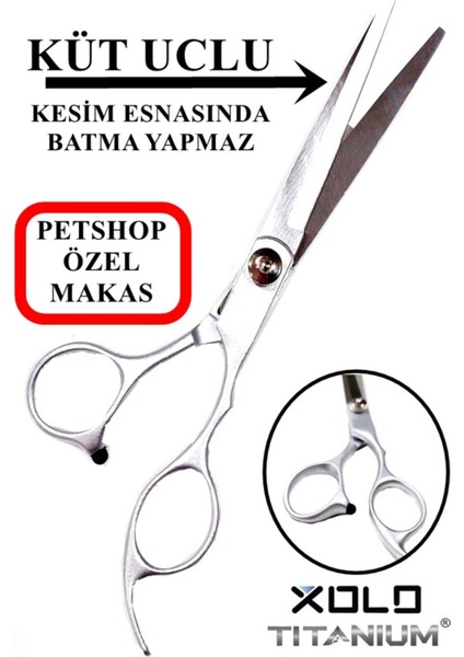 7 Inç Küt Uçlu Düz Köpek Tıraş Tüy Kesim Makası Çelik Kuyruklu Mat Çelik Makas Petshop DH506C fiyatları