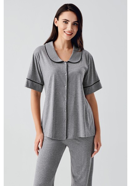 Bebe Yaka Düğmeli Kısa Kollu Esnek Viskoz Pijama Takım fiyatları