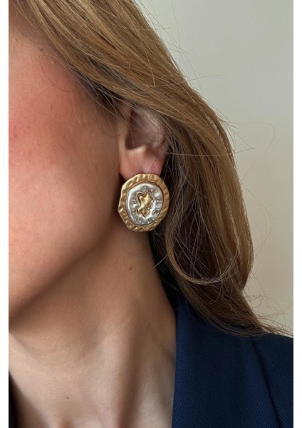 Altın ve Gümüş Detaylı Donut Küpe fiyatları