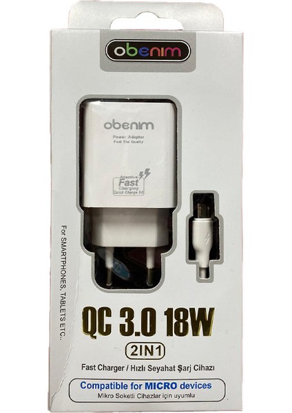 Micro USB Android Şarj Seti 3A Şarj Cihazı