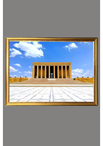 Dekoratif Modern Anıtkabir Desenli Çerçeveli Kumaş Baskı Tablo 50x70cm ATA15