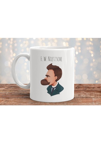 Friedrich Nietzsche Baskılı Hediyelik Porselen Kupa Bardak