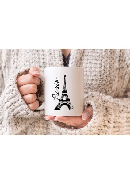 Paris Eyfel Kulesi Baskılı Hediyelik Porselen Kupa Bardak