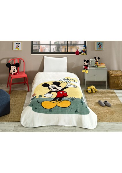 Mickey Mouse Happines Disney Lisanslı Tek Kişilik Çocuk Battaniyesi 155X215 cm fiyatları
