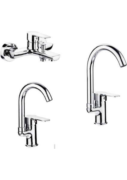 Adnoss Şenpres Emre Banyo Bataryası +Lavabo Bataryası + Eviye Bataryası
