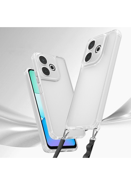 Xiaomi Redmi 13 4g Uyumlu Kılıf Airbagli Takılabilir Askı Aparatlı Zore Snap Silikon Kapak-Şeffaf