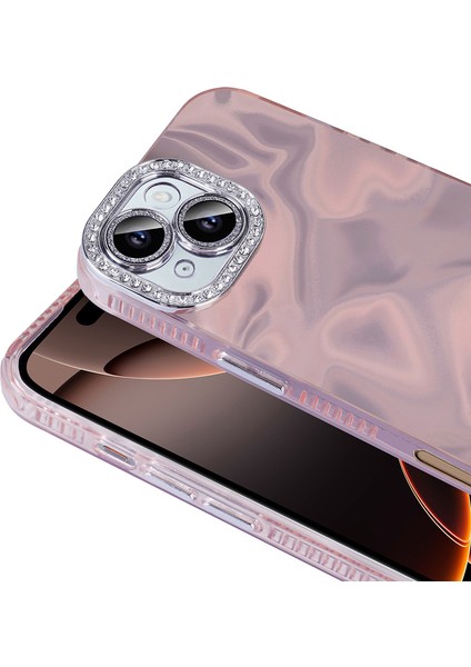 Apple iPhone 16 Uyumlu Kılıf Airbagli Parlak Taş Detay Tasarımlı Esila Kapak-Pembe indirimleri