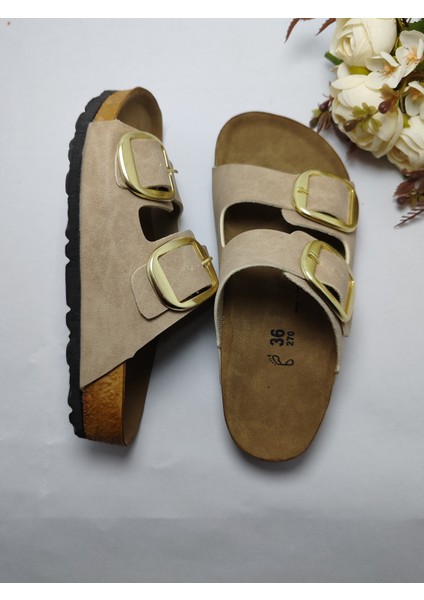 Mantar Taban Birkenstock Leonı Arızona Modeli Çift Tokalı Ortopedik Terlik modelleri