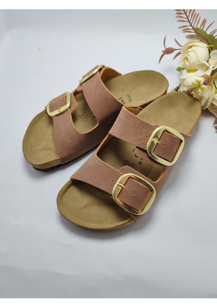 Mantar Taban Birkenstock Leonı Arızona Modeli Çift Tokalı Ortopedik Terlik