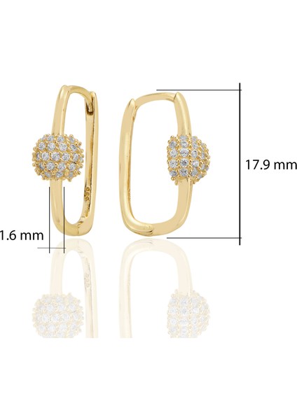 14 Ayar Altın Huggie Küpe Zirkon Taşlı T116