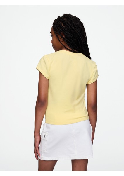 Kız Çocuk Sarı Yuvarlak Yaka T-Shirt modelleri