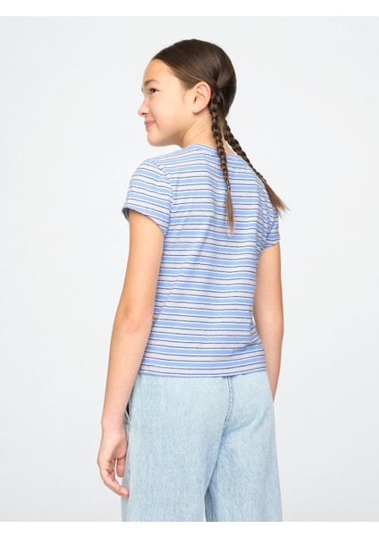 Kız Çocuk Mavi Yuvarlak Yaka T-Shirt modelleri