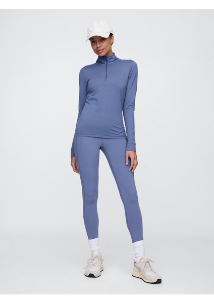 Kadın Mavi Gapfit Brushed Jarse Yarım Fermuarlı T-Shirt fırsatları