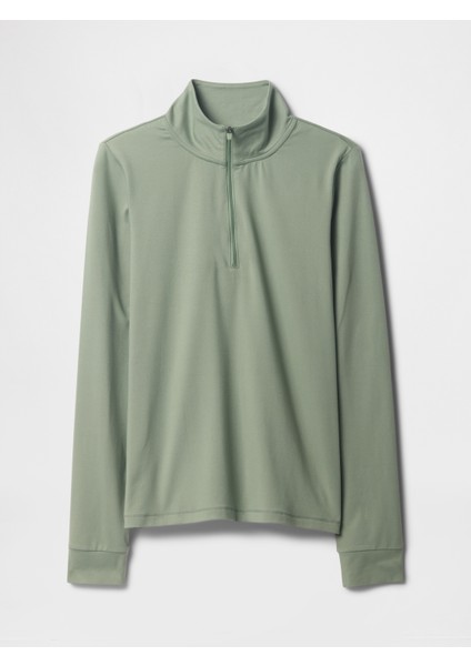 Kadın Haki Gapfit Brushed Jarse Yarım Fermuarlı T-Shirt fiyatları