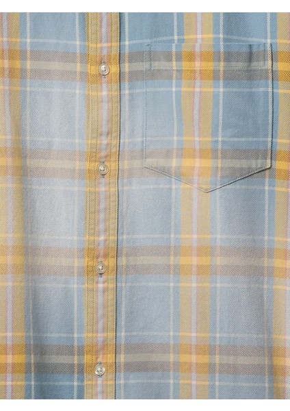 Erkek Mavi Sunwashed Twill Oversize Gömlek