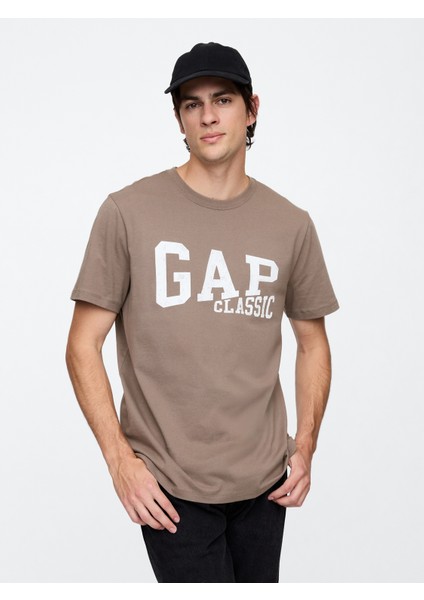 Erkek Kahverengi Everyday Soft Gap Logo Grafik T-Shirt