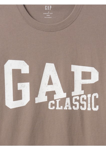 Erkek Kahverengi Everyday Soft Gap Logo Grafik T-Shirt