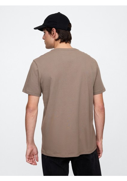 Erkek Kahverengi Everyday Soft Gap Logo Grafik T-Shirt